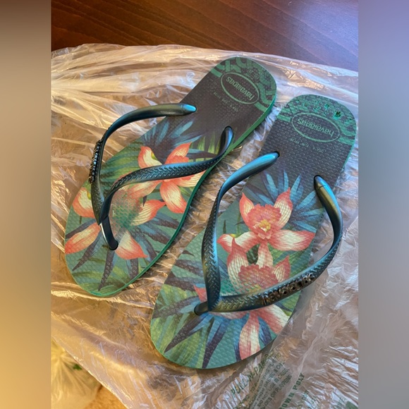 Havaianas Blue Tropical Flip Flops US6 - Picture 4 of 5